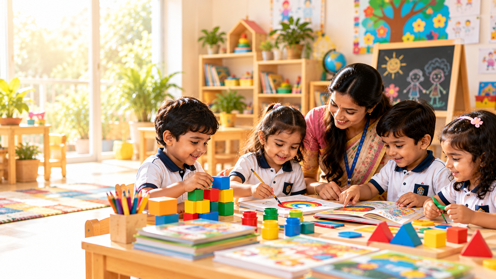 Children exploring creative learning