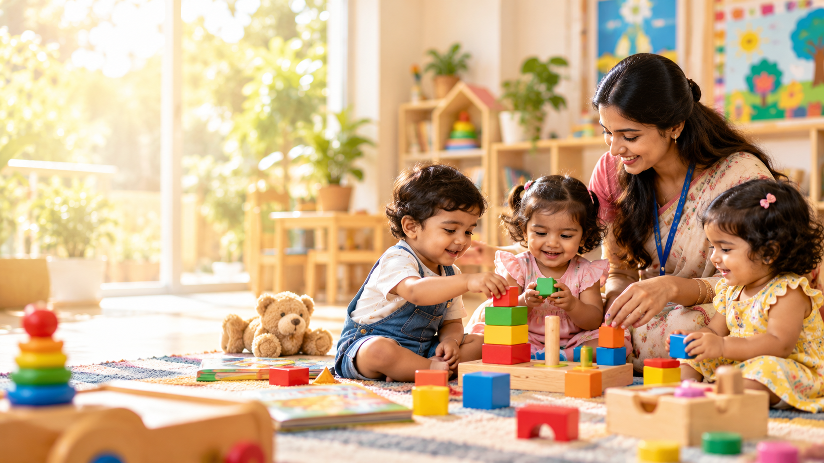 Playgroup children doing activities